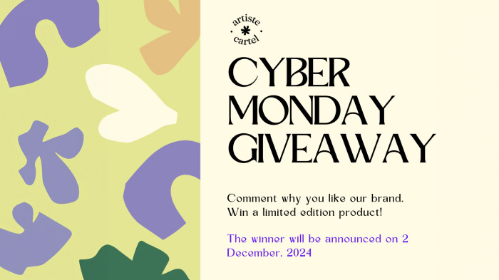 An image promoting a Cyber Monday social media giveaway that requires the participants to comment for winning a limited edition product.