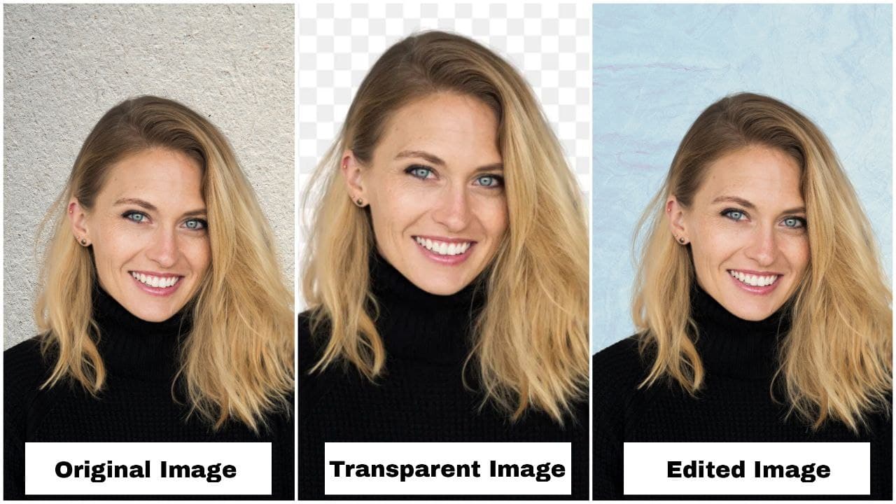 Original Image, Transparent Image, Edited Image Comparison, Transparent image making app -LightX