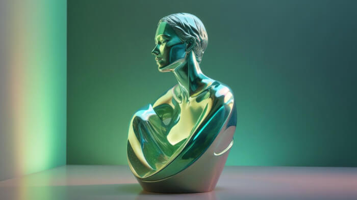 A product image of a sculpture from the side angle.