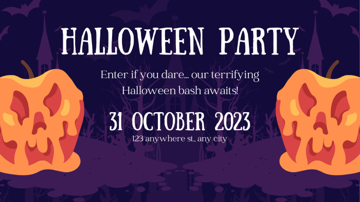 A Halloween scary party invite with the text reading, “Enter if you dare... our terrifying Halloween bash awaits!”