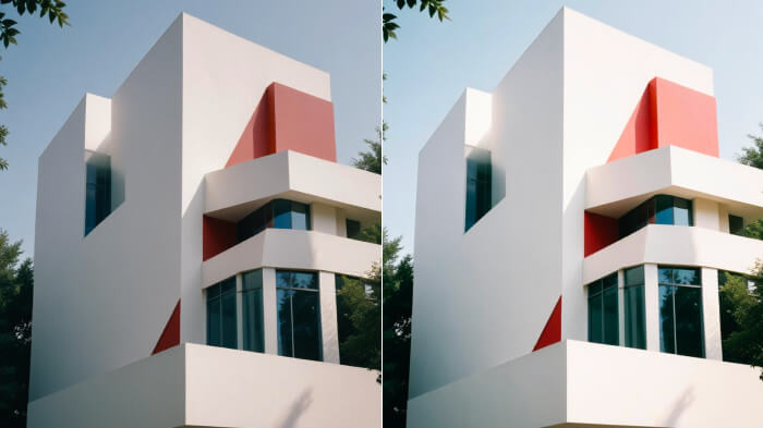 Ludwig filter on minimalist architecture highlights muted colors and brightness, the best Instagram filters for face