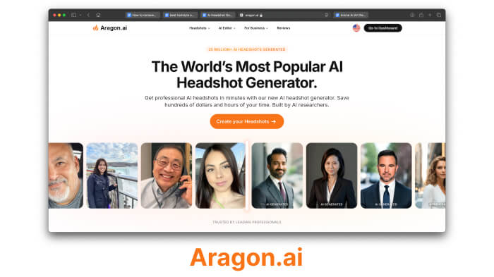 A screenshot of Aragon.ai’s headshot generation tool for automatic and comprehensive headshot photography.