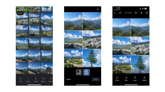 Design a collage on iPhone using google photos