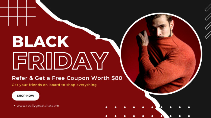 An image promoting a referral bonus of a free coupon worth $80 for Black Friday.