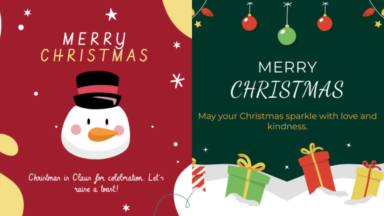 A collage of different images of Christmas card message ideas.