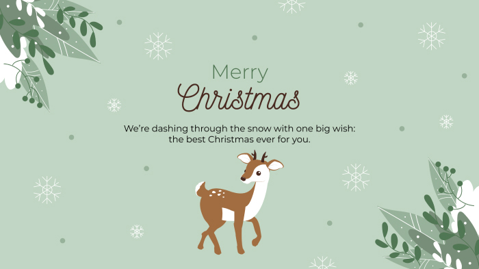  A minimal Christmas card design with the illustration of a reindeer and a cute Christmas message.