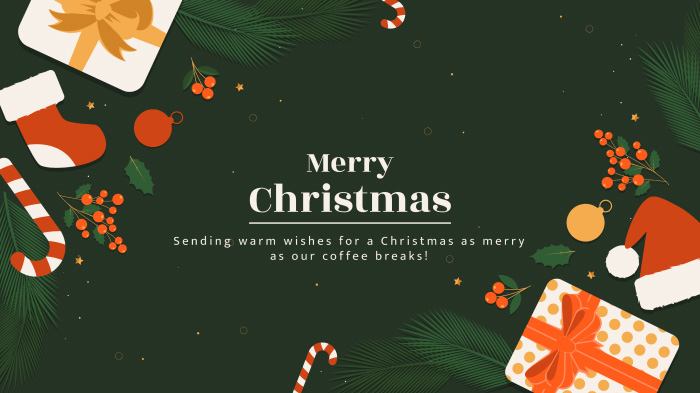  A Christmas card for a coworker or boss with Christmas elements and a unique Merry Christmas message. 