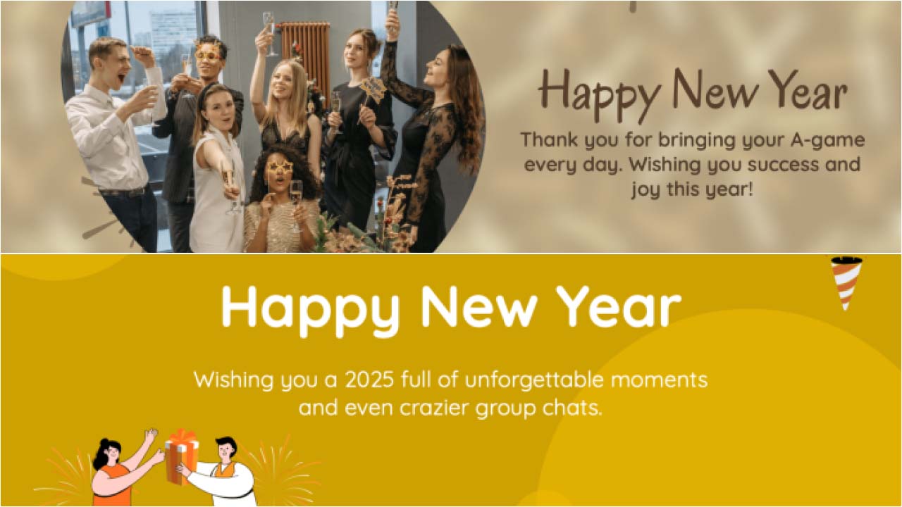 A collage of New Year 2025 wishes images