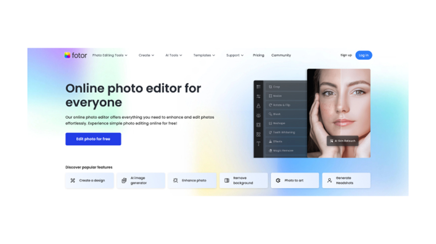 A screenshot of Fotor’s homepage.