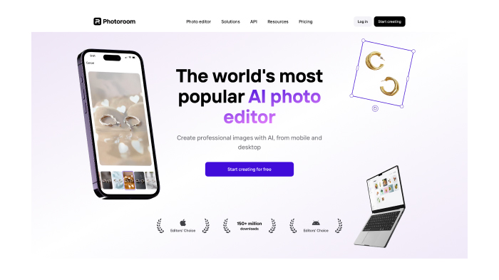 A screenshot of Photoroom’s homepage